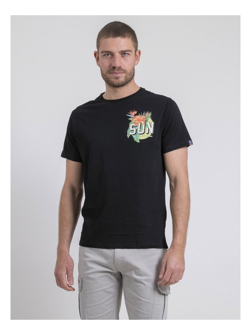 T-shirt col rond pur coton NOGOZO Noir - Kiabi