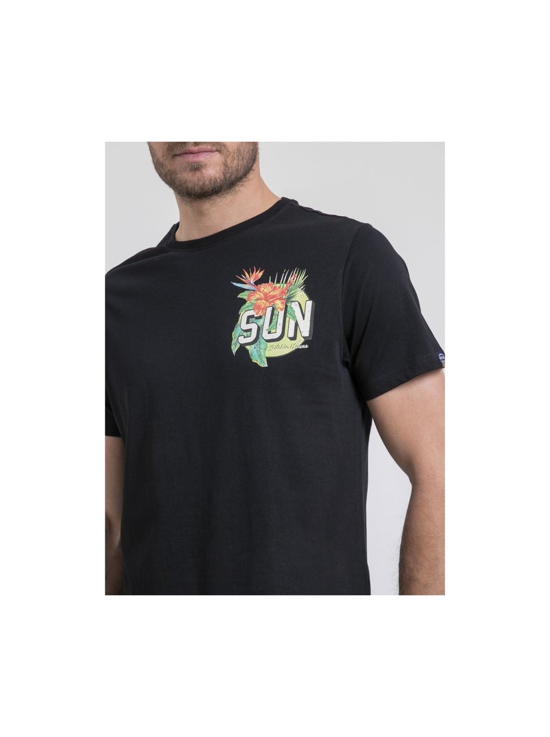 T-shirt col rond pur coton NOGOZO Noir - Kiabi