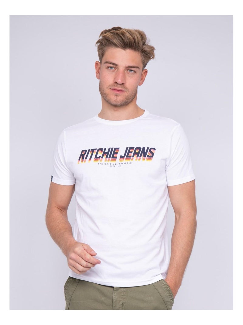 T-shirt col rond pur coton NOHAN Blanc - Kiabi