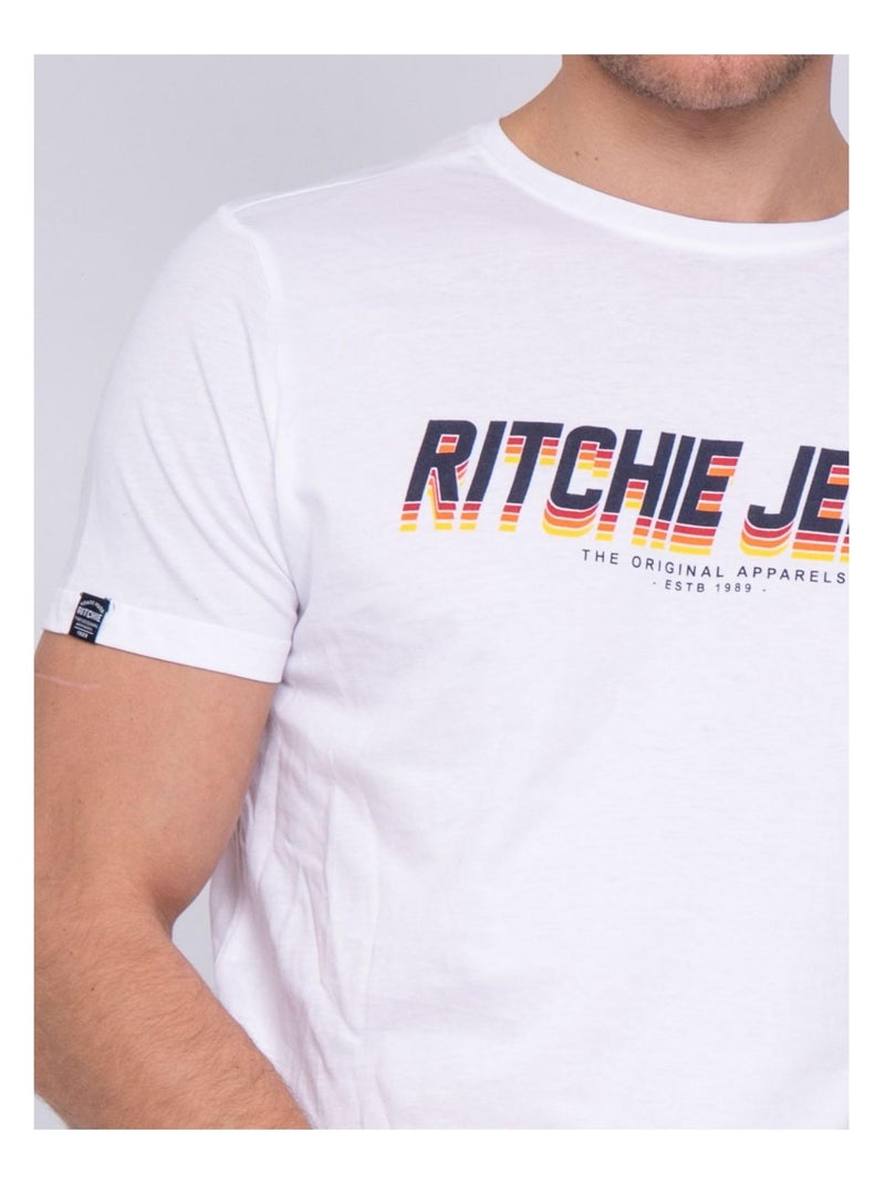 T-shirt col rond pur coton NOHAN Blanc - Kiabi