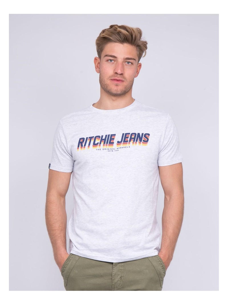 T-shirt col rond pur coton NOHAN Gris - Kiabi