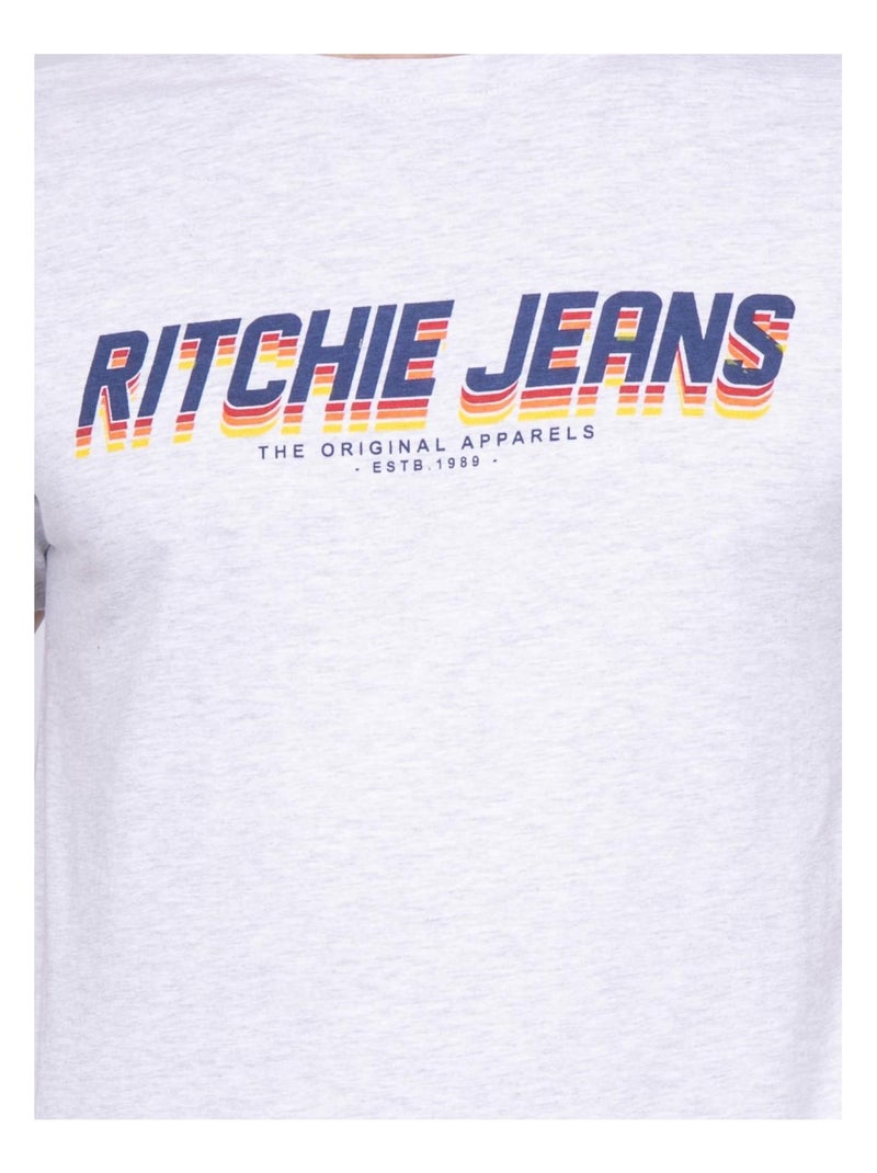 T-shirt col rond pur coton NOHAN Gris - Kiabi