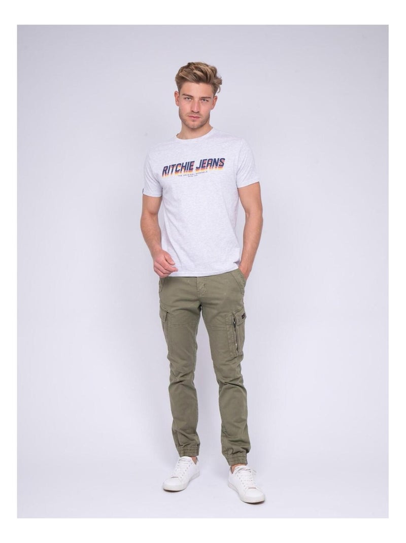 T-shirt col rond pur coton NOHAN Gris - Kiabi
