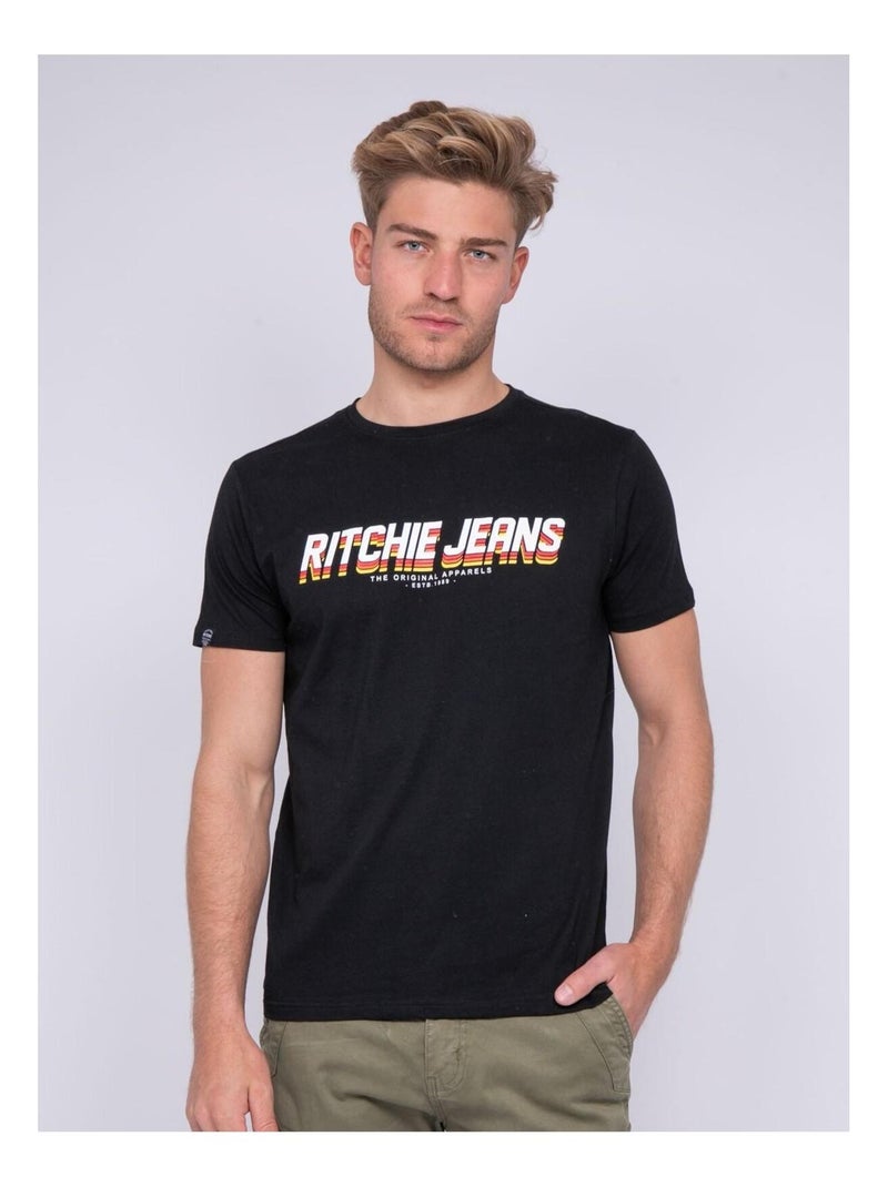 T-shirt col rond pur coton NOHAN Noir - Kiabi