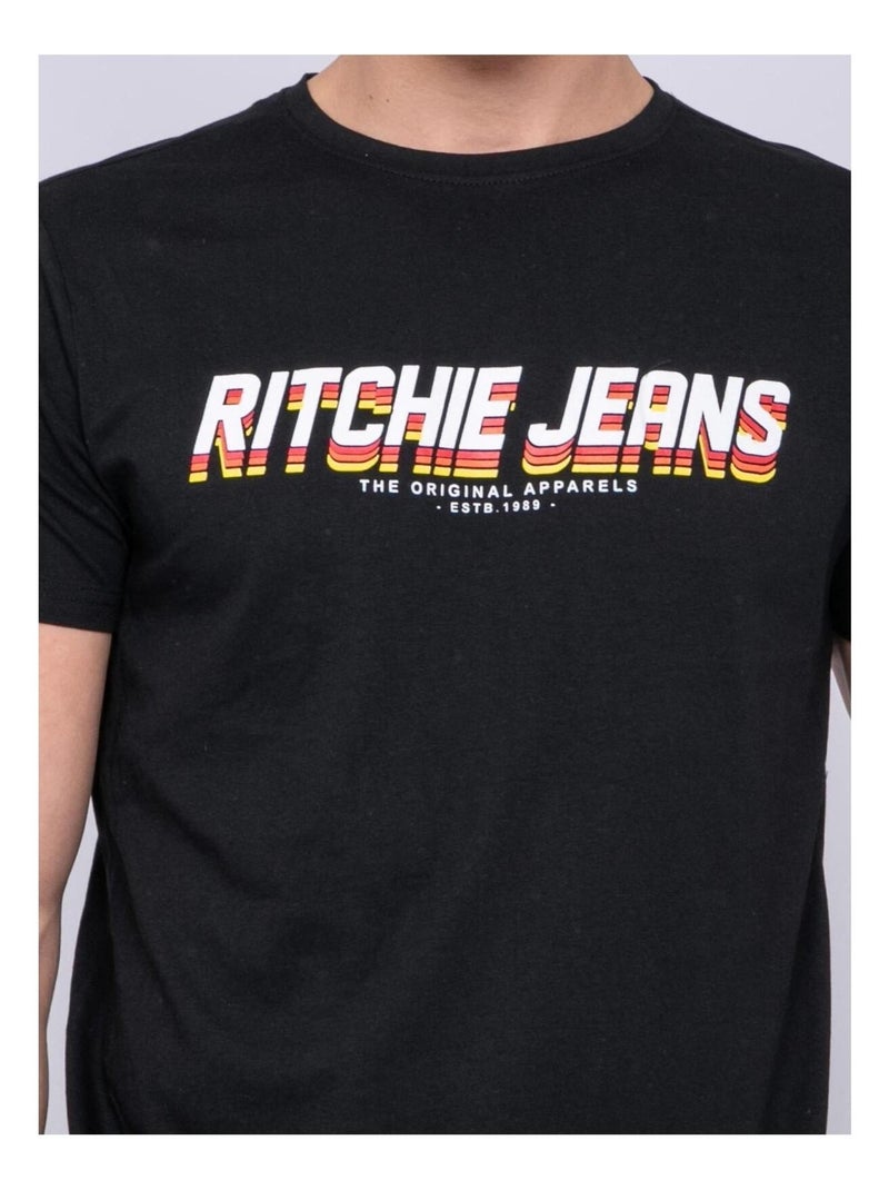 T-shirt col rond pur coton NOHAN Noir - Kiabi