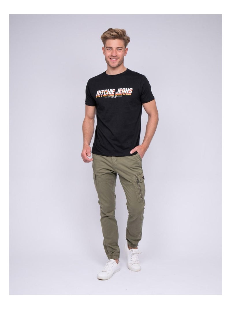 T-shirt col rond pur coton NOHAN Noir - Kiabi