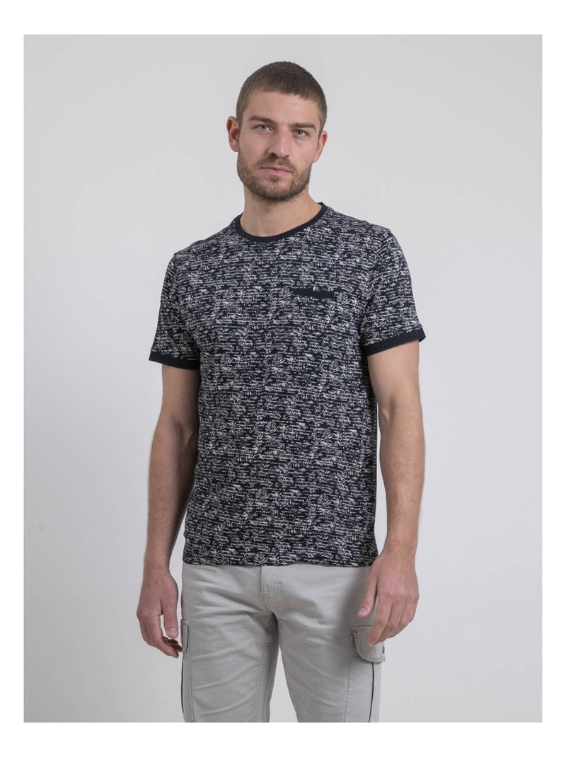 T-shirt col rond pur coton NORIMA Bleu marine - Kiabi