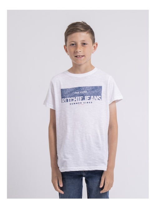 T-shirt col rond pur coton NOTELOX garçon - Kiabi