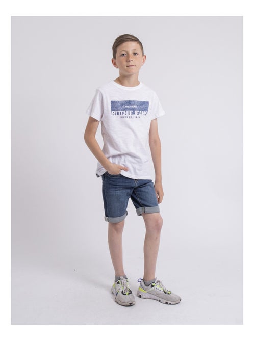 T-shirt col rond pur coton NOTELOX garçon - Kiabi