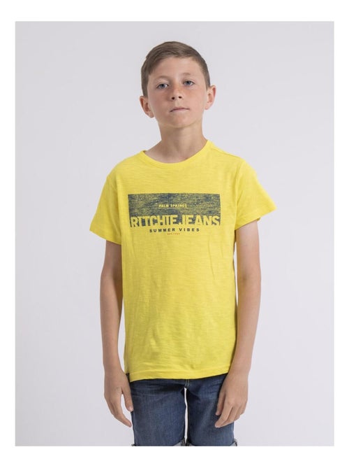 T-shirt col rond pur coton NOTELOX garçon - Kiabi