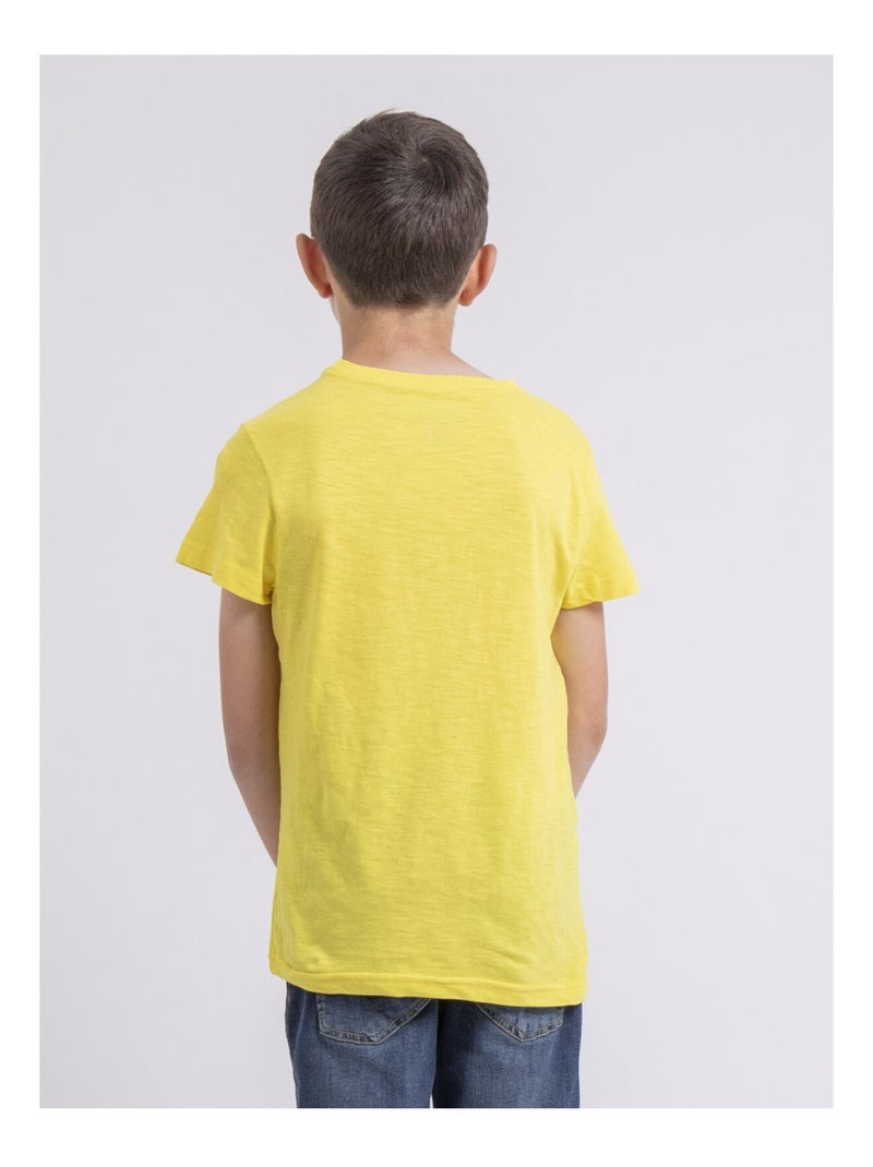 T-shirt col rond pur coton NOTELOX garçon Jaune - Kiabi