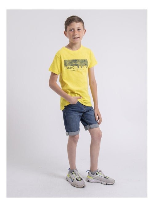 T-shirt col rond pur coton NOTELOX garçon - Kiabi