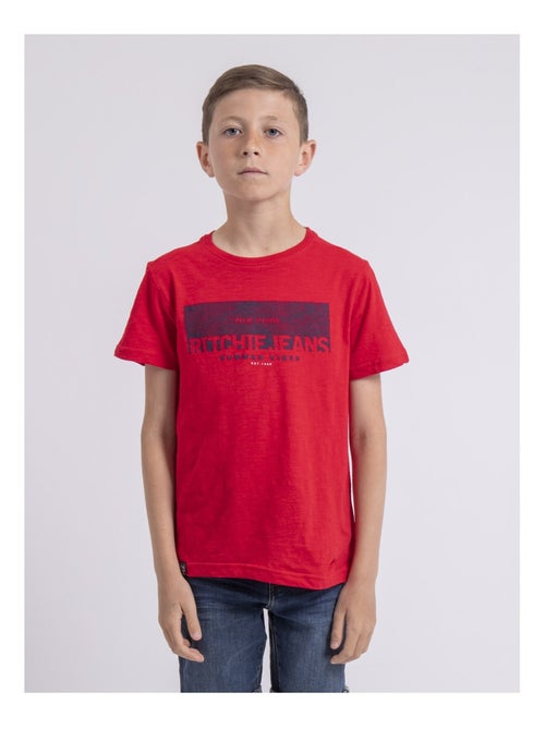T-shirt col rond pur coton NOTELOX garçon - Kiabi
