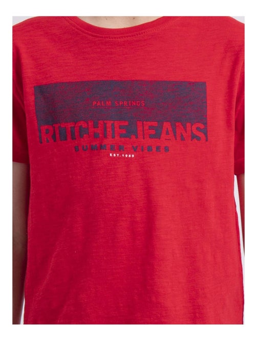 T-shirt col rond pur coton NOTELOX garçon - Kiabi
