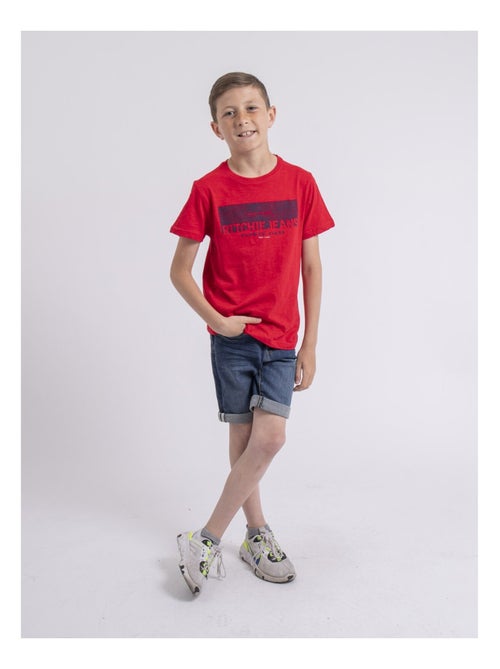 T-shirt col rond pur coton NOTELOX garçon - Kiabi