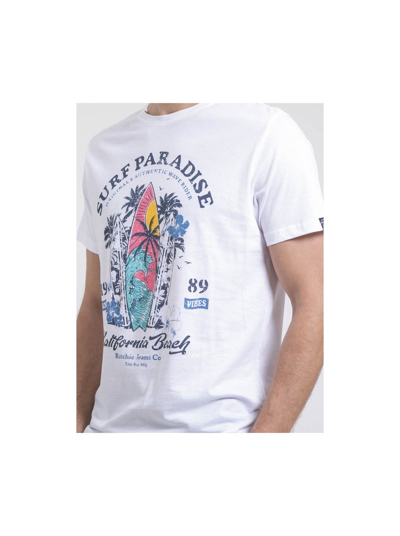 T-shirt col rond pur coton NOUKIWI Blanc - Kiabi