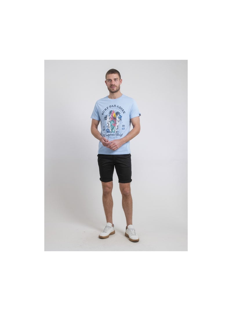 T-shirt col rond pur coton NOUKIWI Bleu ciel - Kiabi