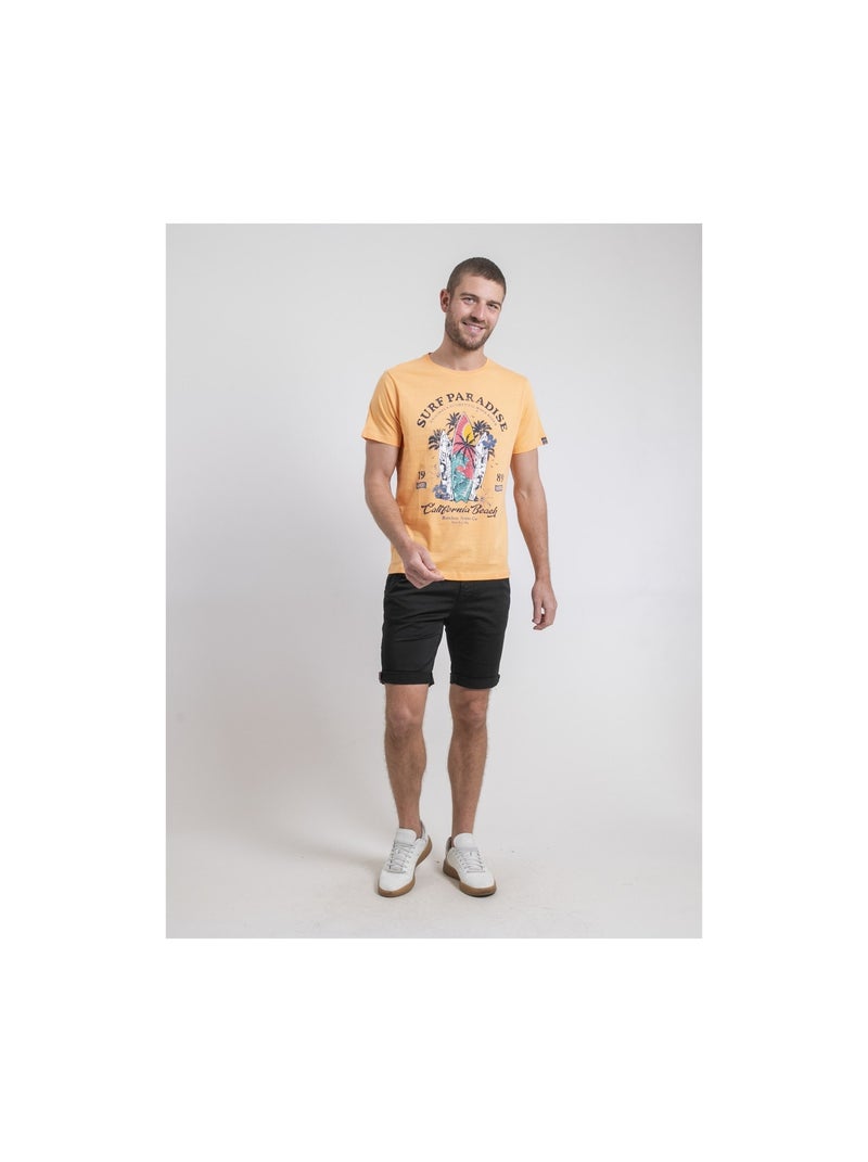 T-shirt col rond pur coton NOUKIWI Orange - Kiabi