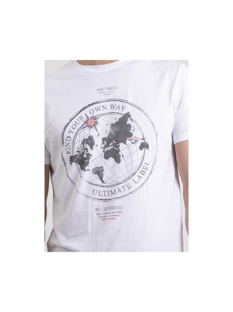 T-shirt col rond pur coton NOULAME Blanc - Kiabi
