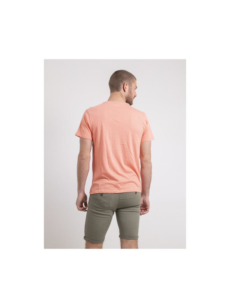 T-shirt col rond pur coton NOULAME Orange corail - Kiabi