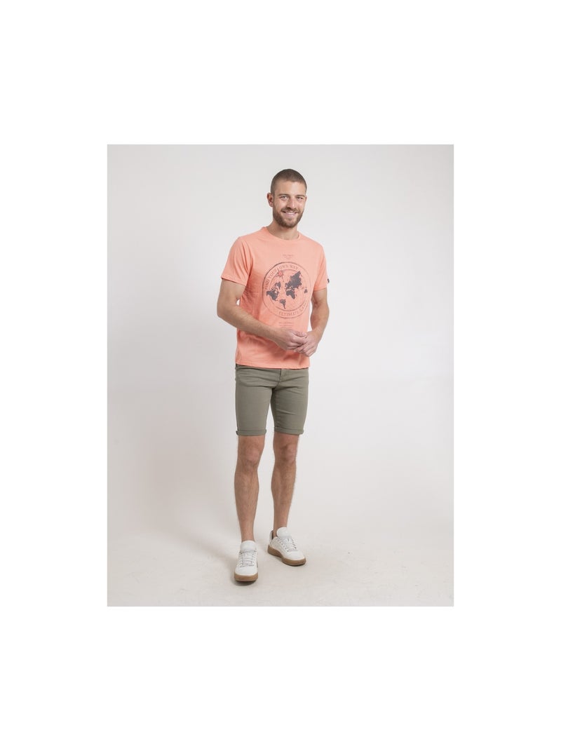 T-shirt col rond pur coton NOULAME Orange corail - Kiabi