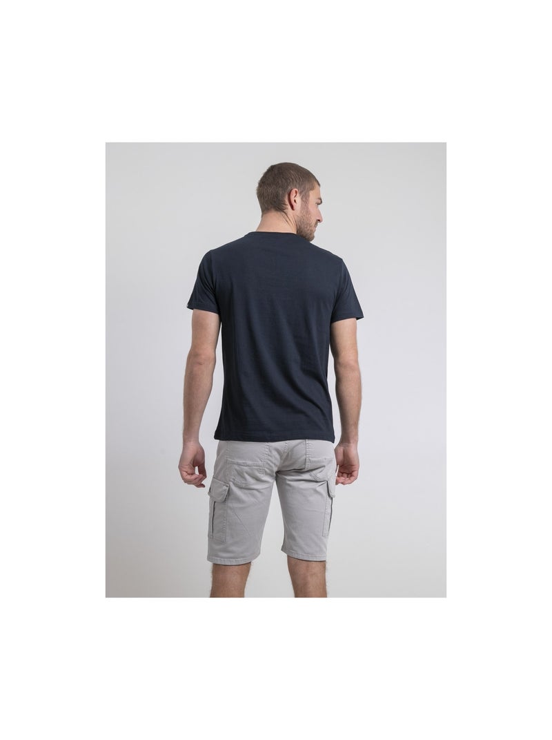 T-shirt col rond pur coton NOULANDY Bleu marine - Kiabi