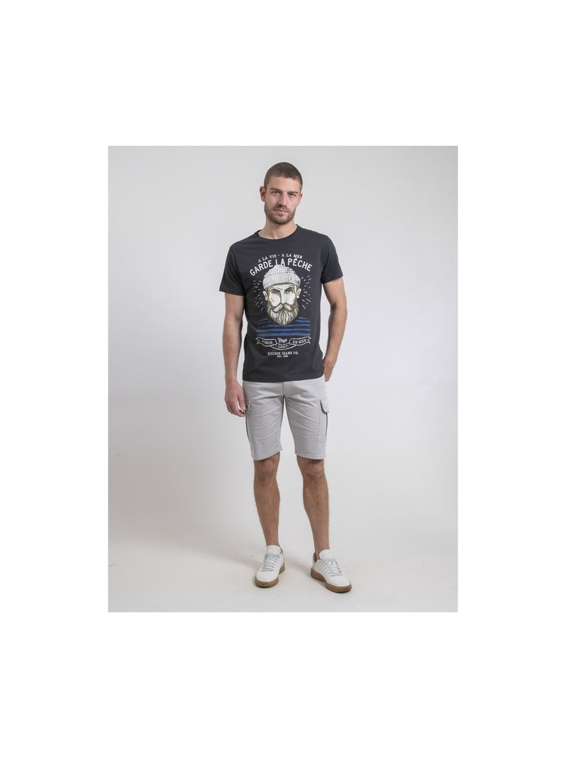 T-shirt col rond pur coton NOULANDY gris anthracite - Kiabi