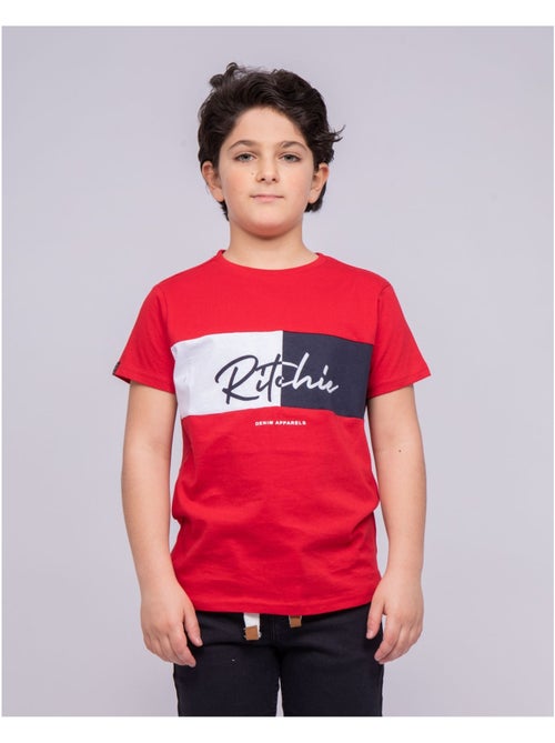 T-shirt col rond pur coton NOWARE garçon - Kiabi