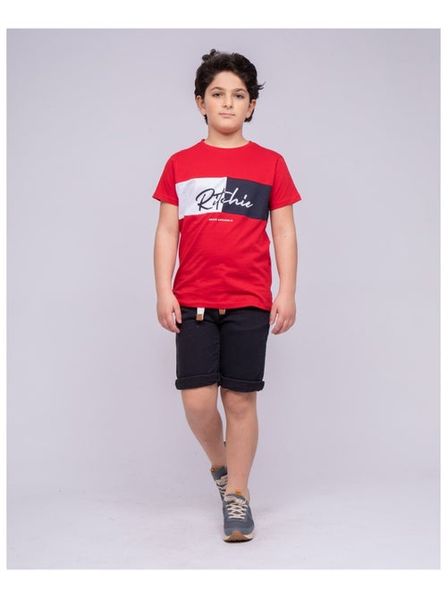 T-shirt col rond pur coton NOWARE garçon - Kiabi