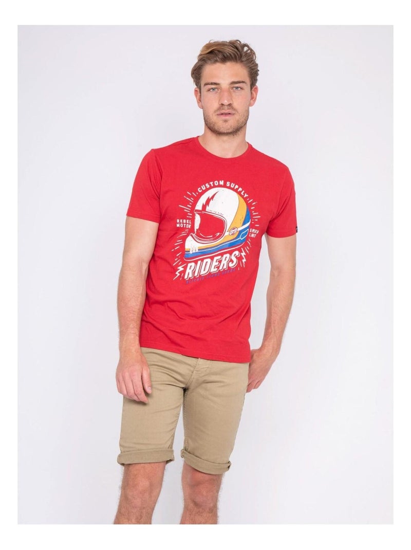 T-shirt col rond pur coton NOXOU Rouge - Kiabi