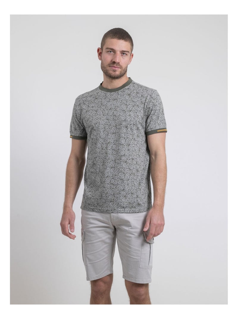 T-shirt col rond pur coton NOYUKI Kaki - Kiabi