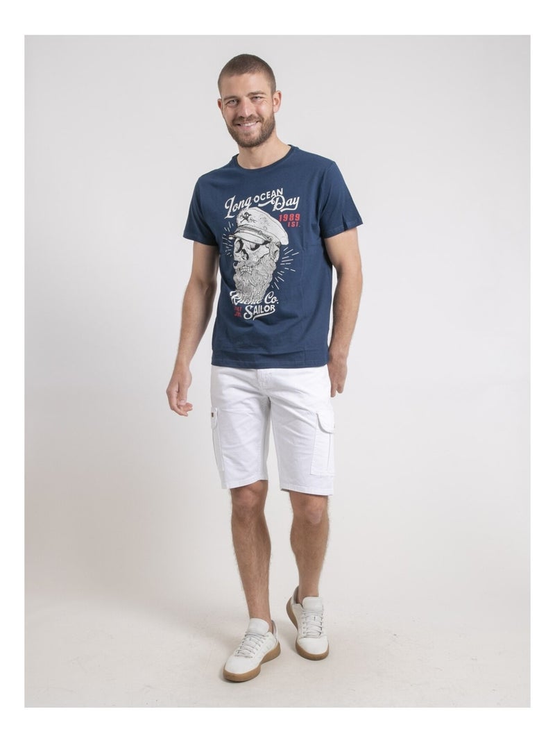 T-shirt col rond pur coton NUBENOIT Bleu - Kiabi