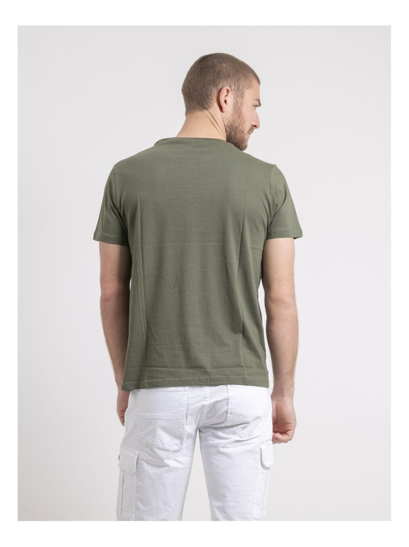 T-shirt col rond pur coton NUBENOIT Kaki - Kiabi