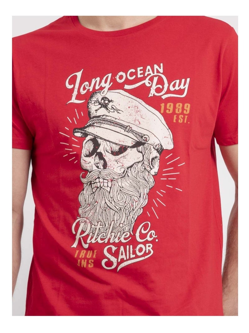 T-shirt col rond pur coton NUBENOIT Rouge - Kiabi