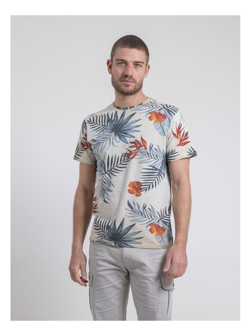 T-shirt col rond pur coton NULOGAN Beige - Kiabi