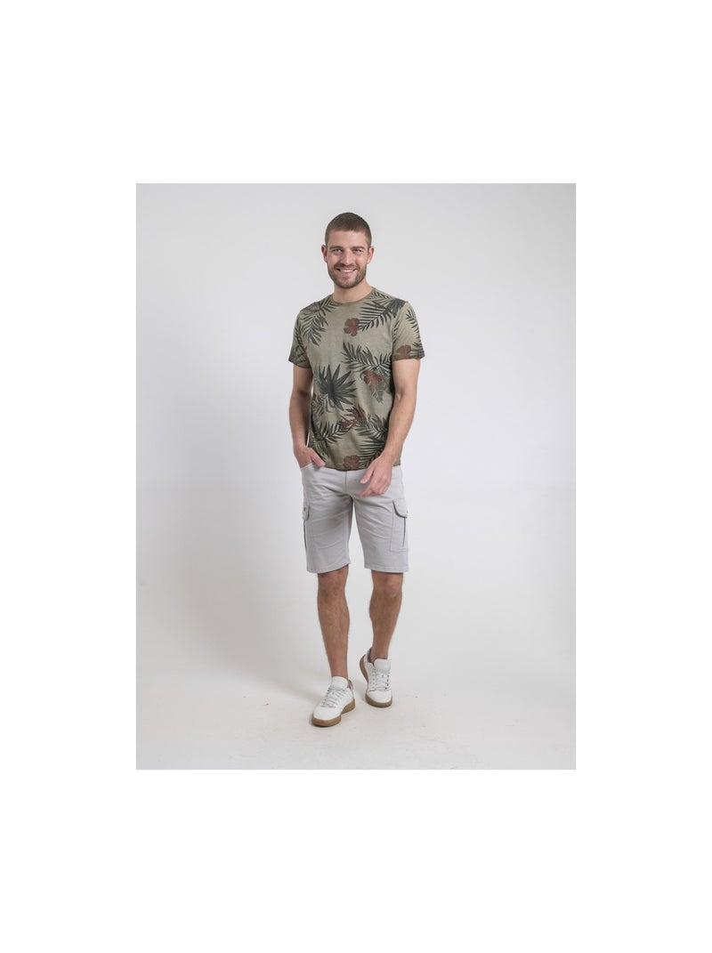 T-shirt col rond pur coton NULOGAN Kaki - Kiabi