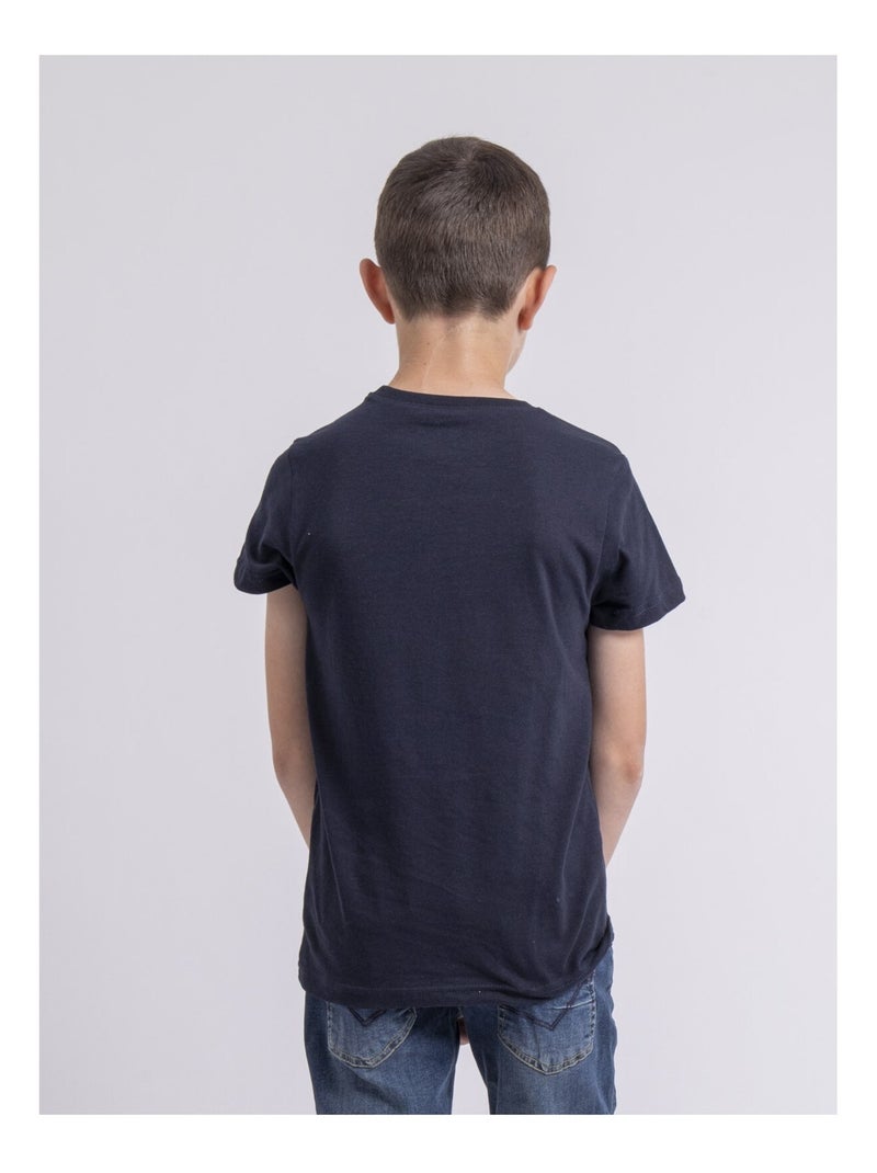 T-shirt col rond pur coton NUMATIS garçon Bleu marine - Kiabi
