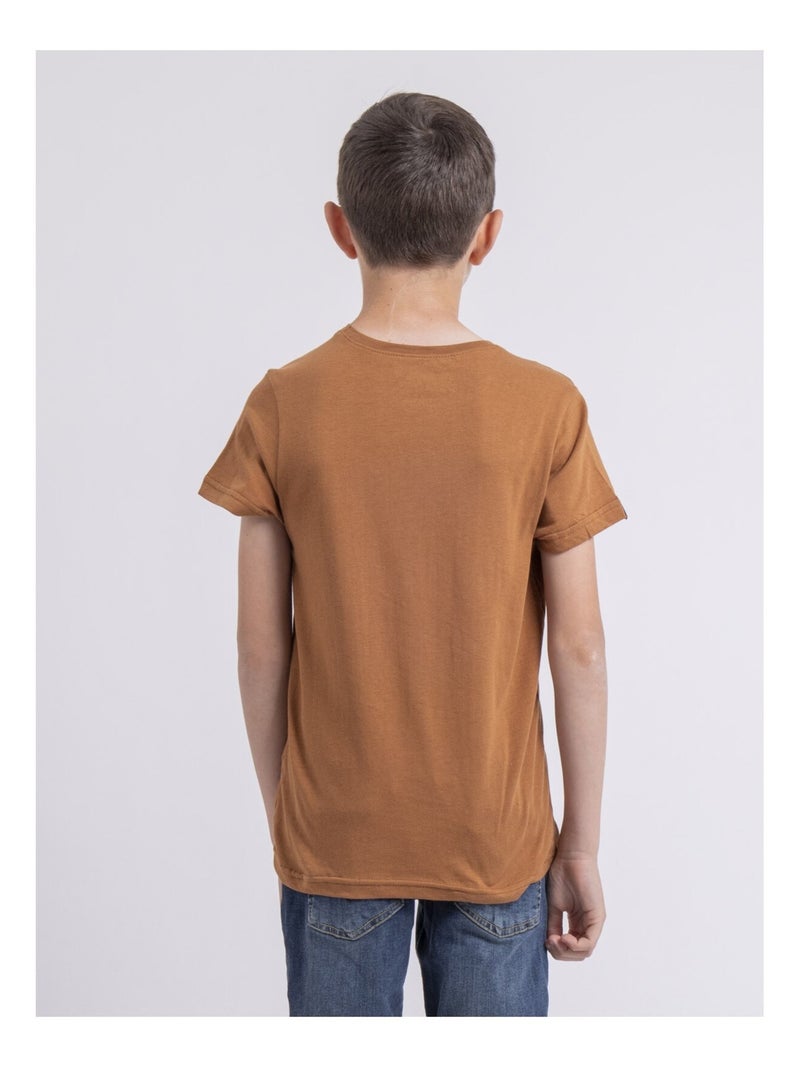 T-shirt col rond pur coton NUMATIS garçon Marron caramel - Kiabi