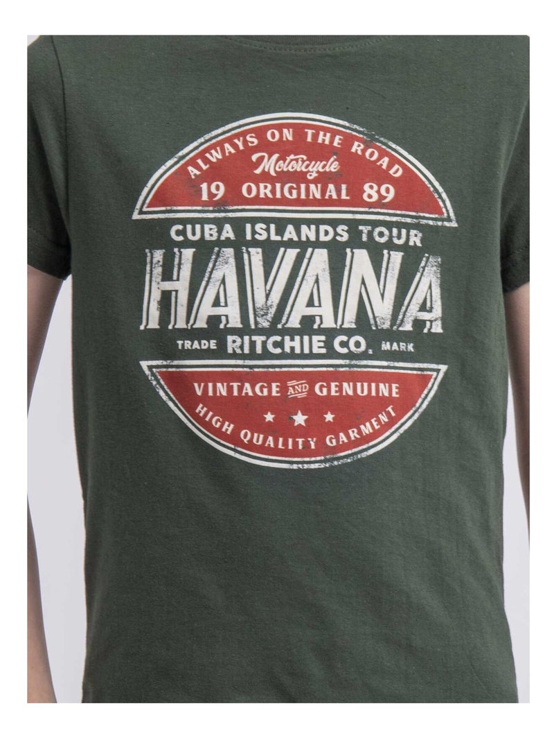 T-shirt col rond pur coton NUMATIS garçon Vert - Kiabi