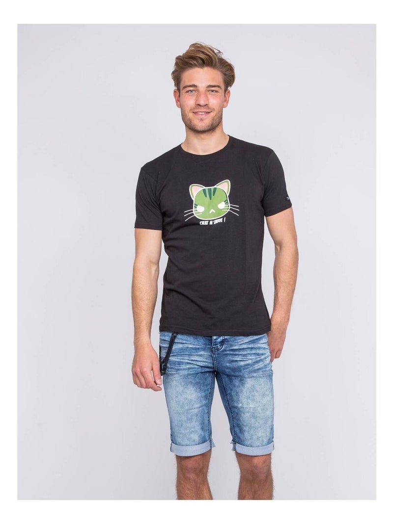 T-shirt col rond pur coton organique NAMANGA Noir - Kiabi