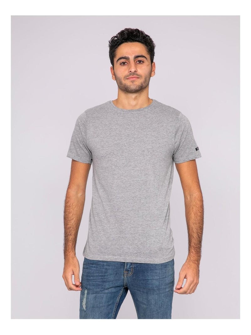 T-shirt col rond pur coton organique WAMASSOU Gris clair - Kiabi