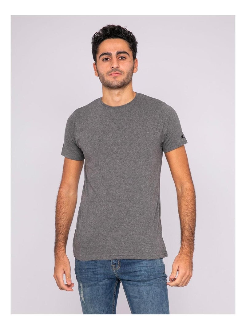 T-shirt col rond pur coton organique WAMASSOU Gris foncé - Kiabi