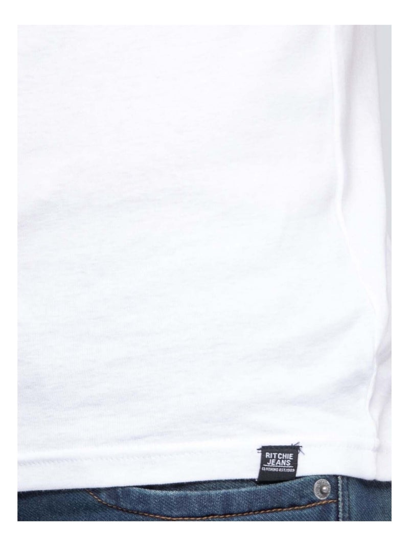 T-shirt col rond pur coton organique WARRY Blanc - Kiabi