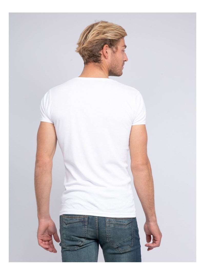 T-shirt col rond pur coton organique WARRY Blanc - Kiabi