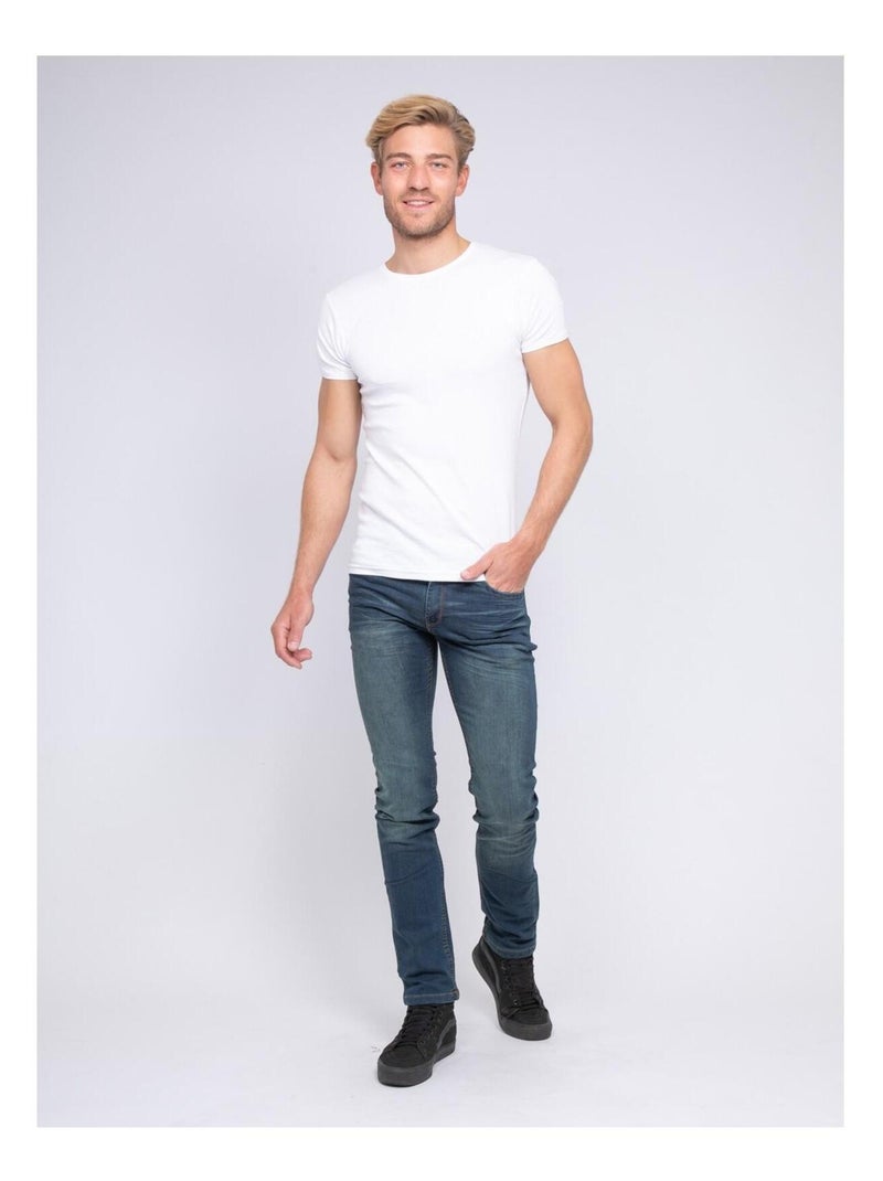 T-shirt col rond pur coton organique WARRY Blanc - Kiabi