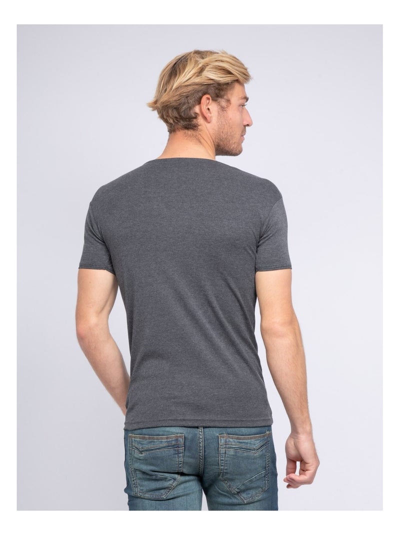 T-shirt col rond pur coton organique WARRY Gris foncé - Kiabi