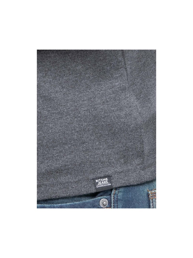 T-shirt col rond pur coton organique WARRY Gris foncé - Kiabi