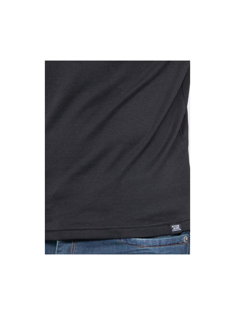 T-shirt col rond pur coton organique WARRY Noir - Kiabi