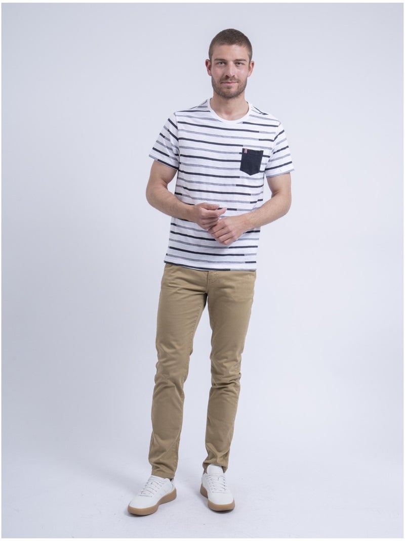 T-shirt col rond rayé NIRABEL Blanc - Kiabi