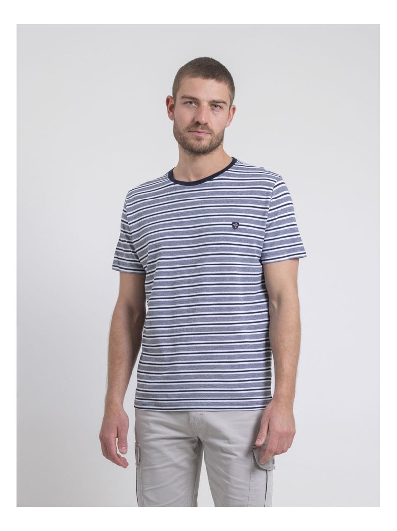 T-shirt col rond rayures NELORENZO Bleu marine - Kiabi